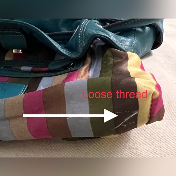 Blue Green Leather Shoulder Bag Handbag by Tignanello - Picture 10 of 16